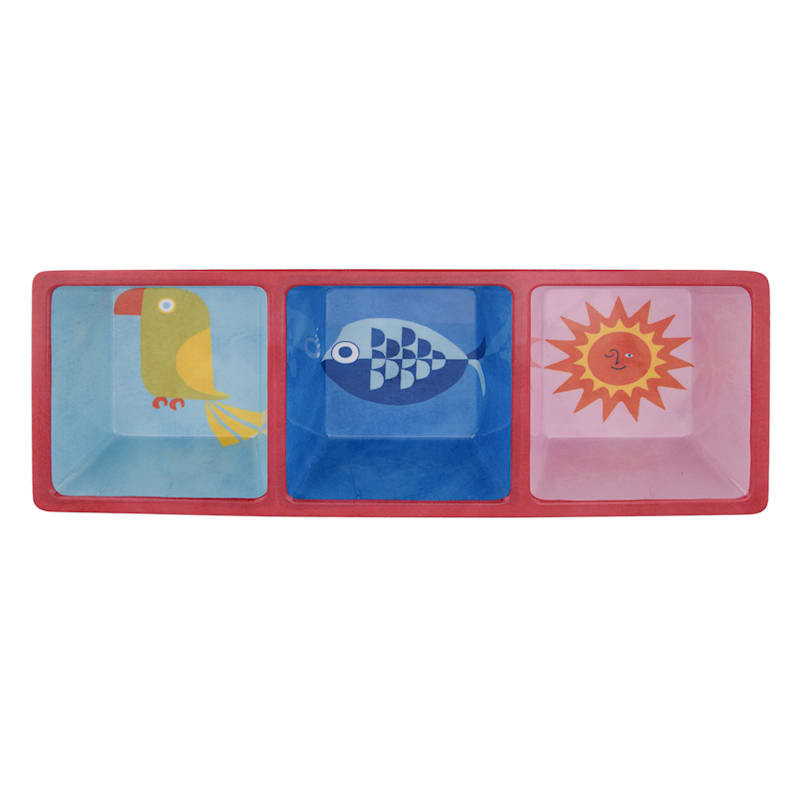 Sunny Club 3-Section Icon Melamine Serving Platter | At Home