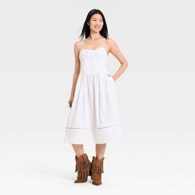 Women's Corset Midi Dress - A New Day™ White XL | Target
