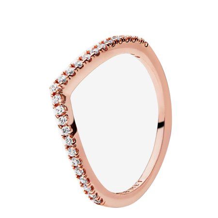 Pandora Jewelry Rose Gold Bright Wishbone Ring 186316CZ Pandora Ring with Gift Box | Walmart (US)