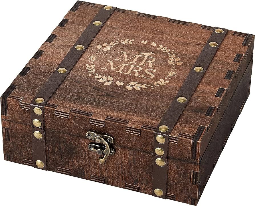 AW BRIDAL Wedding Keepsake Box with Lids Wood Memory Box Storage Gift Box Christmas Engagement Gi... | Amazon (US)