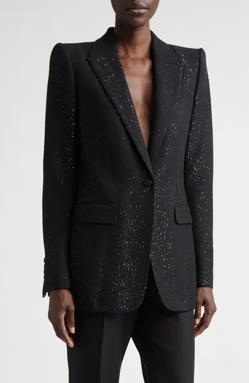 TOM FORD Sequin Wool Blend Blazer in Lb999 Black at Nordstrom, Size 8 Us | Nordstrom