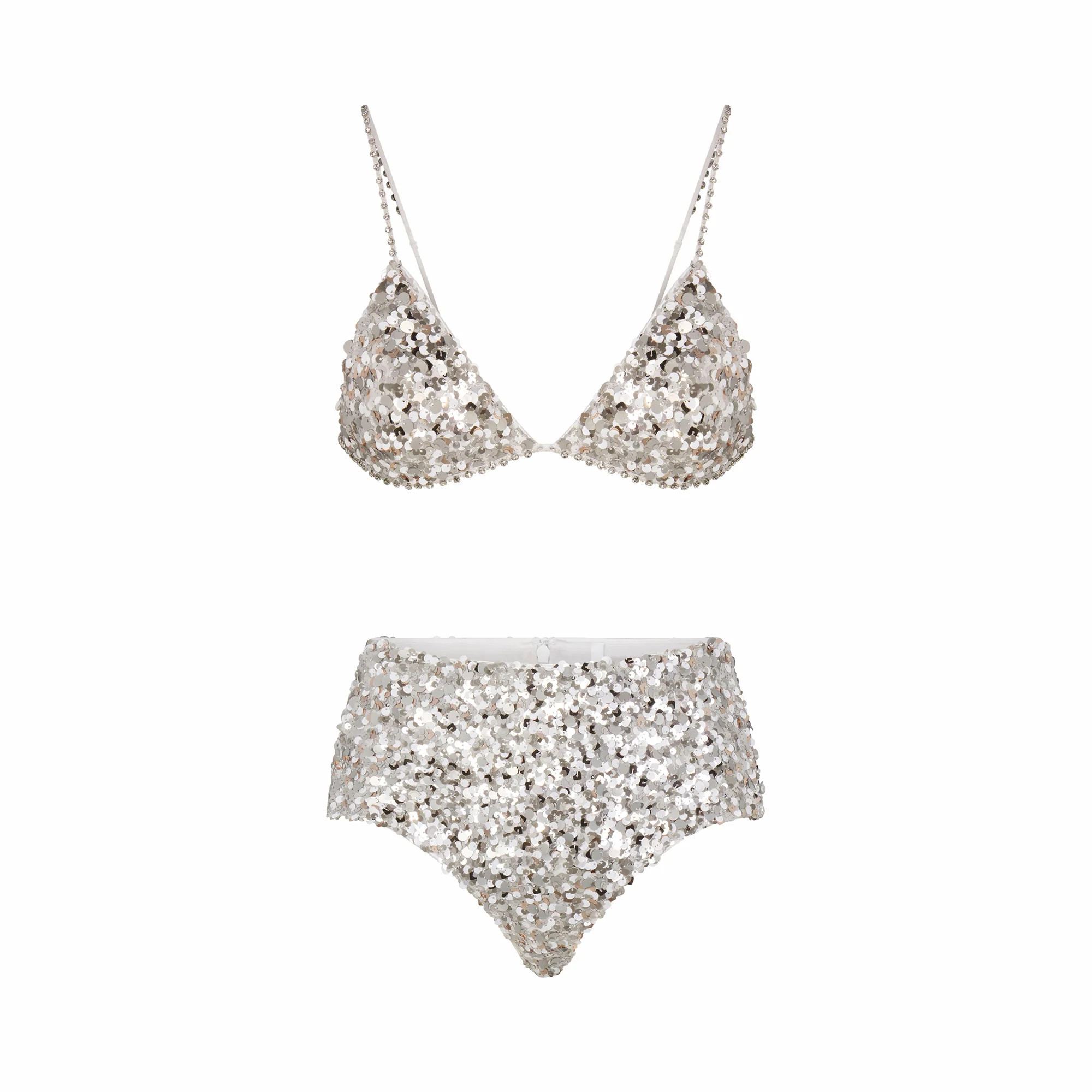 NOVELTY INTIMATES SEQUIN BRALETTE AND HIPSTER SET | SNOW | SKIMS | SKIMS (US)