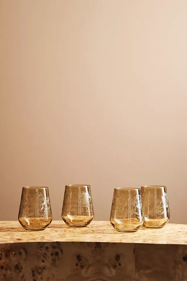 House of Hackney Stemless Etched Wine Glasses, Set of 4 | Anthropologie (US)