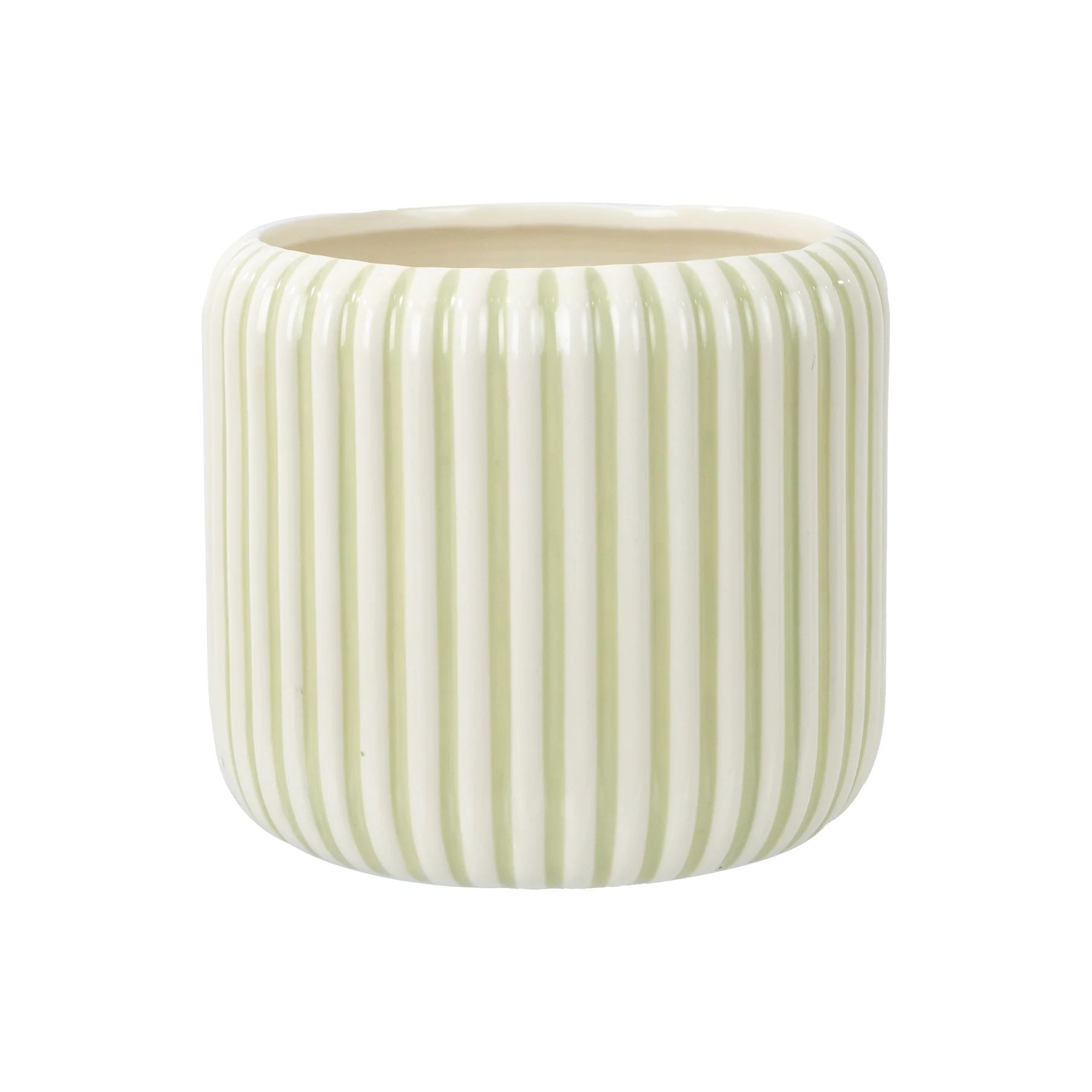 Beautiful 8" Soft Sage Stripe Ceramic Planter by Drew Barrymore | Walmart (US)