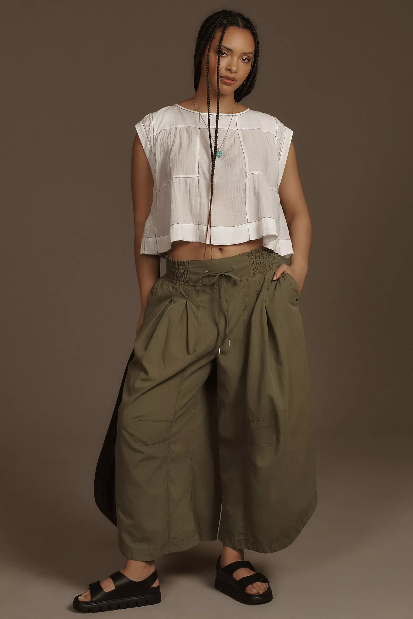 By Anthropologie Ruched Poplin Parachute Pants | Anthropologie (US)