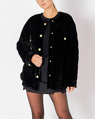 Endless Rose Oversized Quilted Velvet Jacket | Express