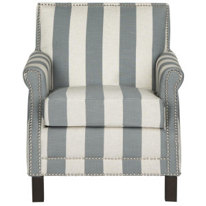 Easton Club Chair With Awning Stripes -Silver Nail Heads | Safavieh