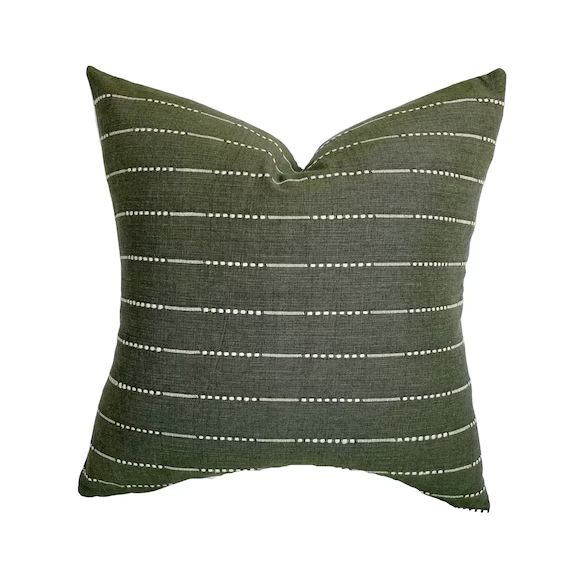 Soren  Evergreen Handwoven Stripe Pillow Cover  Forrest - Etsy | Etsy (US)