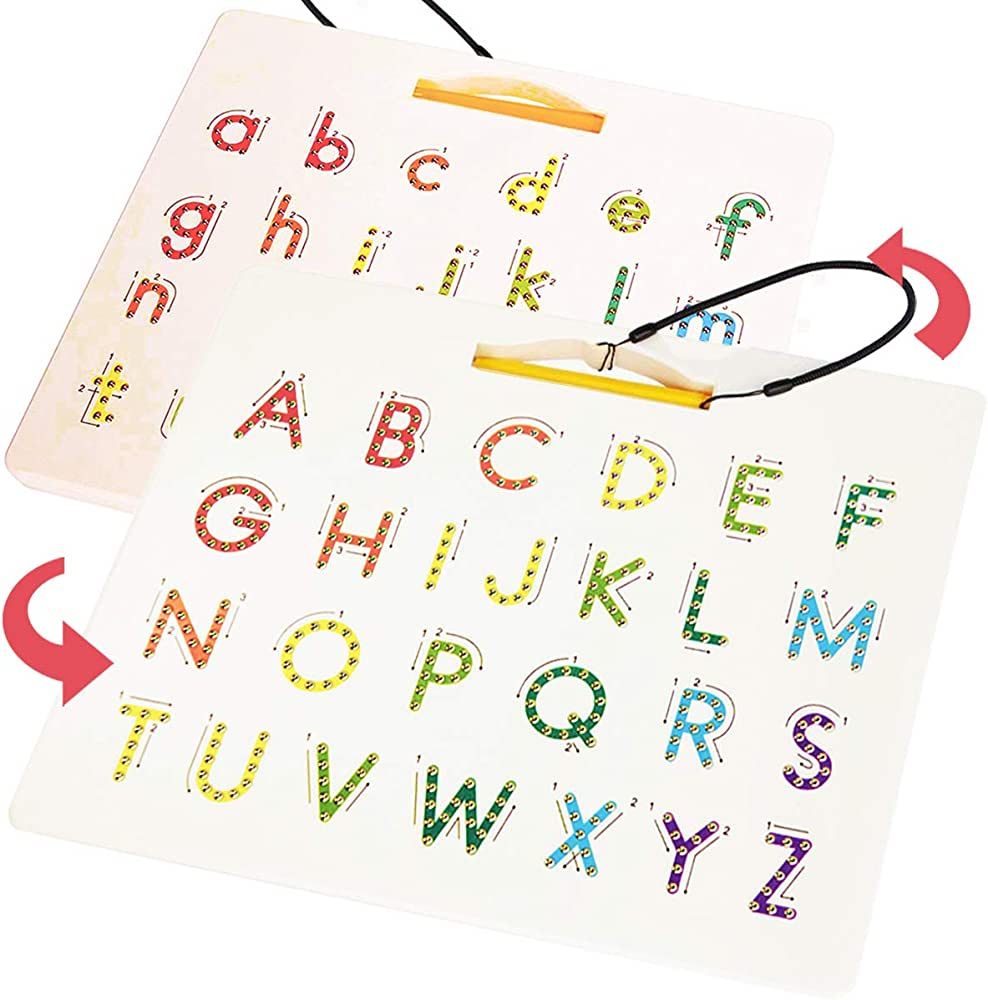 CozyBomB Double Sided Magnetic Letter Board - 2 in 1 Alphabet Magnets Tracing Board for Toddlers ... | Amazon (US)