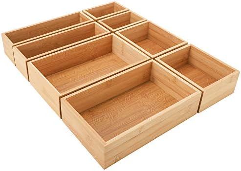 InnoGear Set of 8 Desk Drawer Organiser Trays, Bamboo Storage Boxes Divider with 4-Size Make-up O... | Amazon (UK)