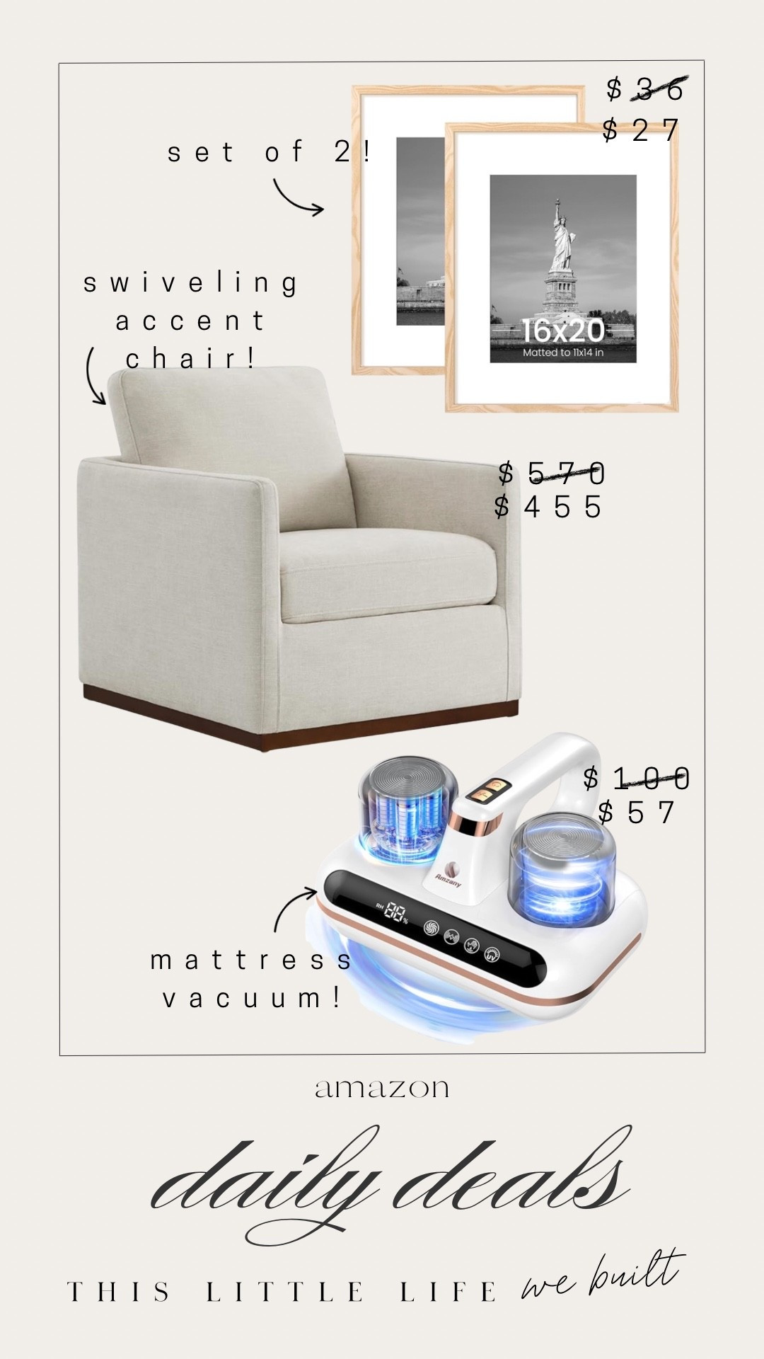 Amazon daily deals! 


Accent rug, mattress vacuum, frames, gallery wall frames, Amazon home, daily deals 

#LTKU #LTKSaleAlert #LTKHome