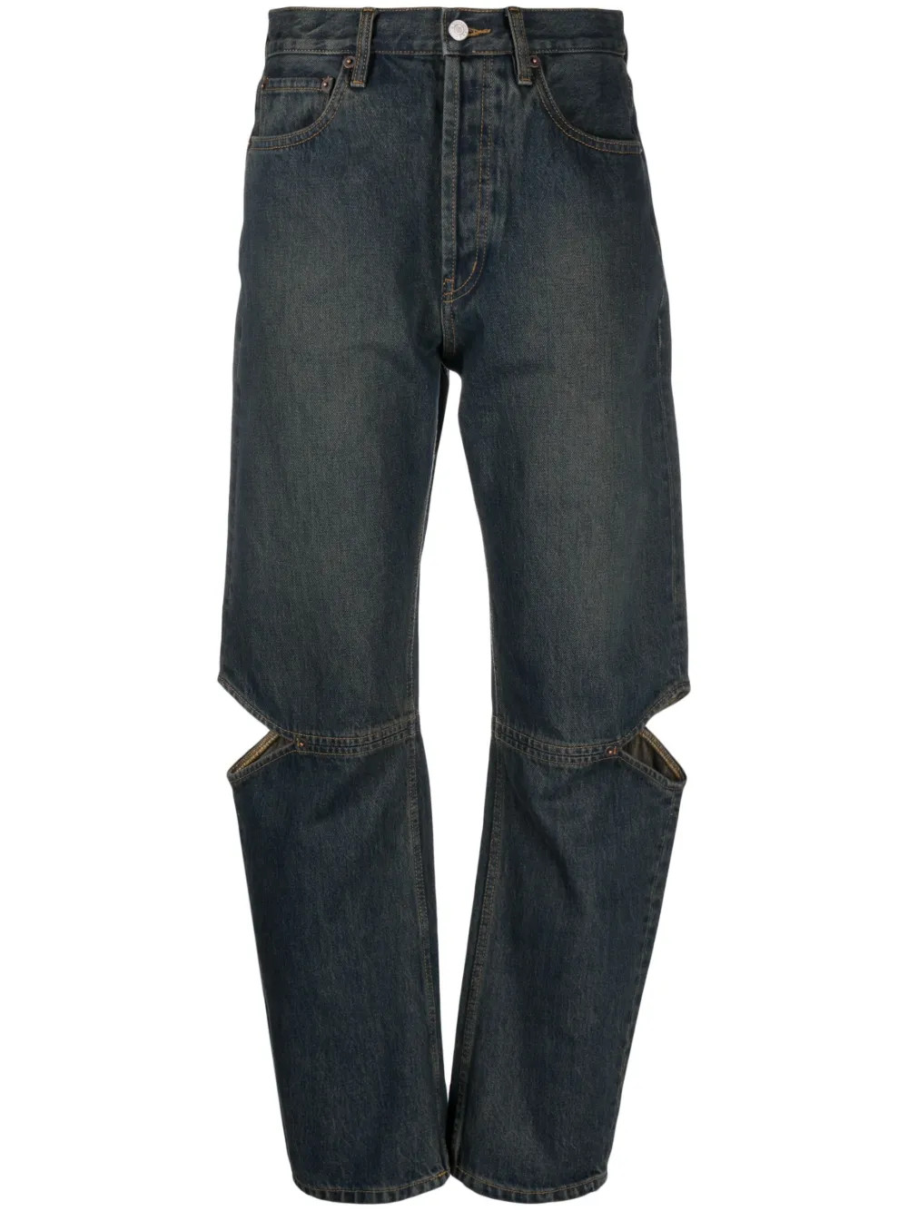 cut-out straight-leg jeans | Farfetch Global
