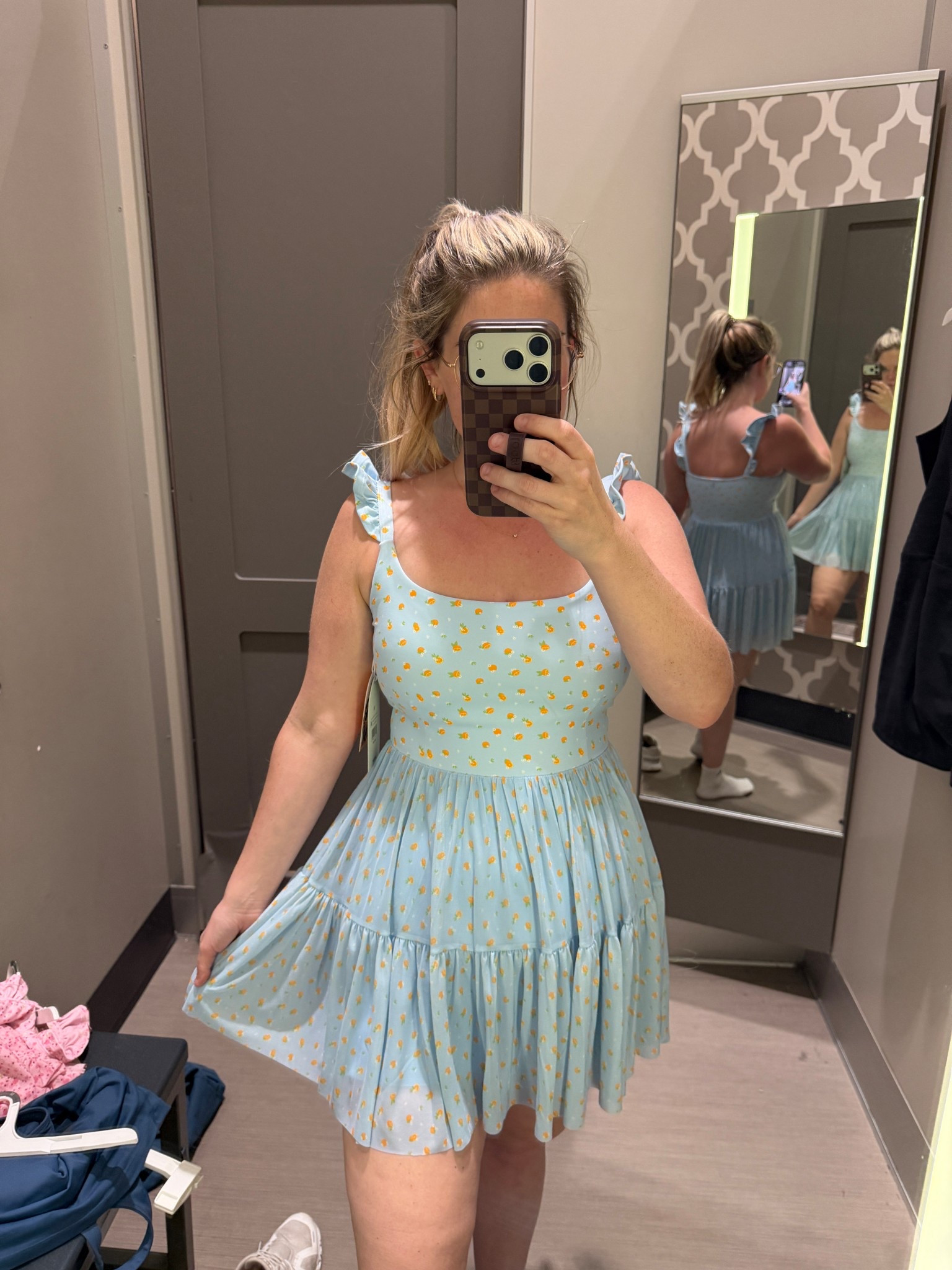 How cute is this tool dress from target! It has adorable little oranges all over it can’t wait to wear it for the flower and garden festival at Epcot! 

I’m wearing a size medium. I am 5‘3“ 145 pounds and pear sheet. ￼

#LTKTravel #LTKActive #LTKFestival