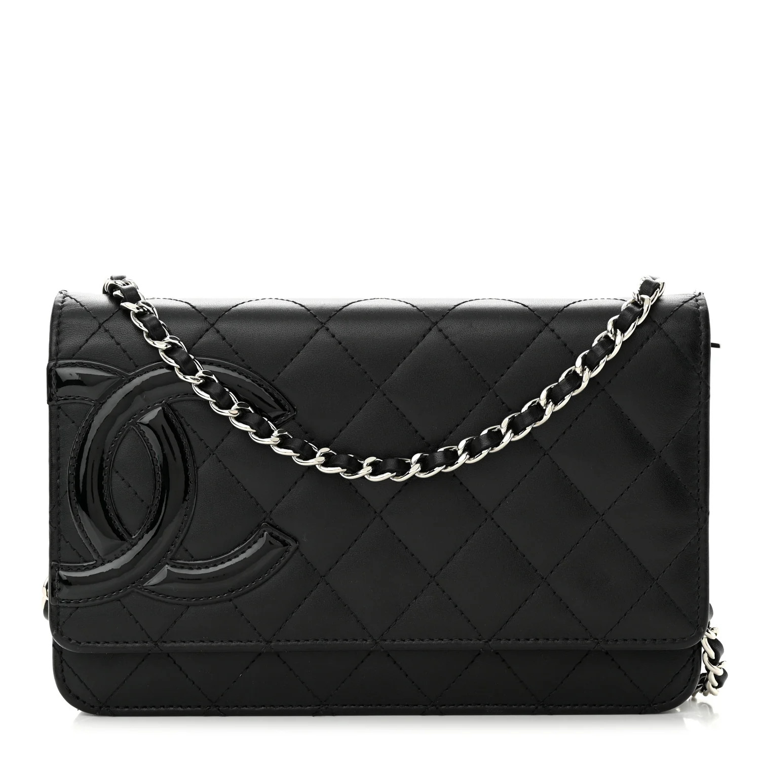 Calfskin Quilted Cambon Wallet on Chain WOC Black | FASHIONPHILE (US)