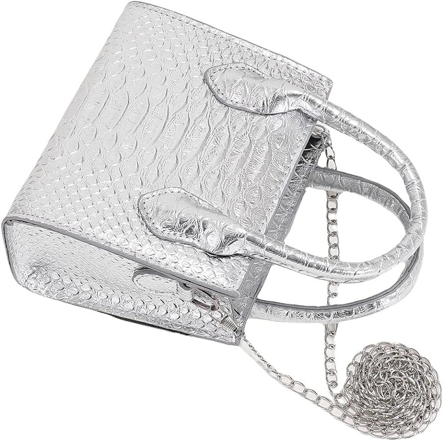 GORGLITTER Women's Small Crossbody Bag Mini Purse Metallic Crocodile Print Double Handle Satchel ... | Amazon (US)