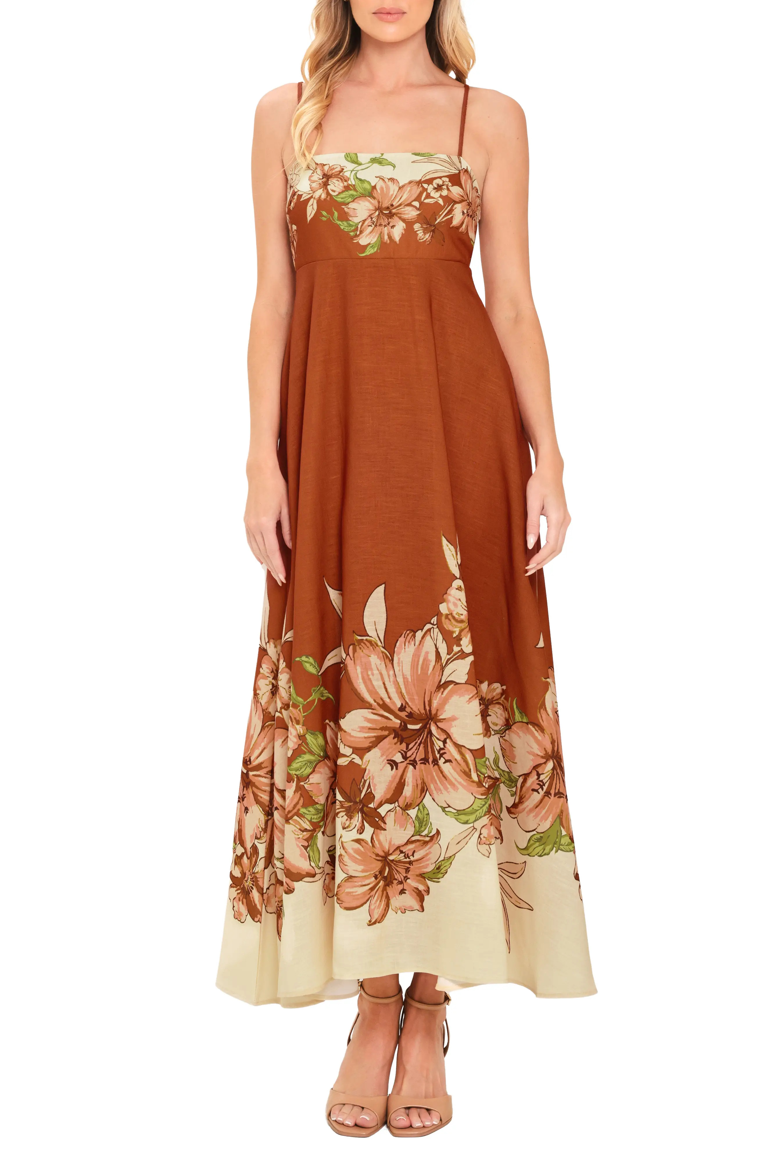 FLYING TOMATO Floral Print Sleeveless Maxi Dress (Women) | Nordstrom | Nordstrom