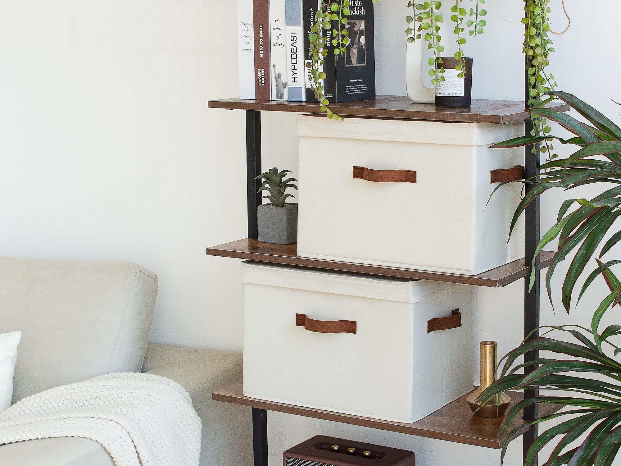 StorageWorks Fabric Storage Bins with Lid, Decorative Storage Boxes for Shelves, Stackable Closet... | Amazon (US)