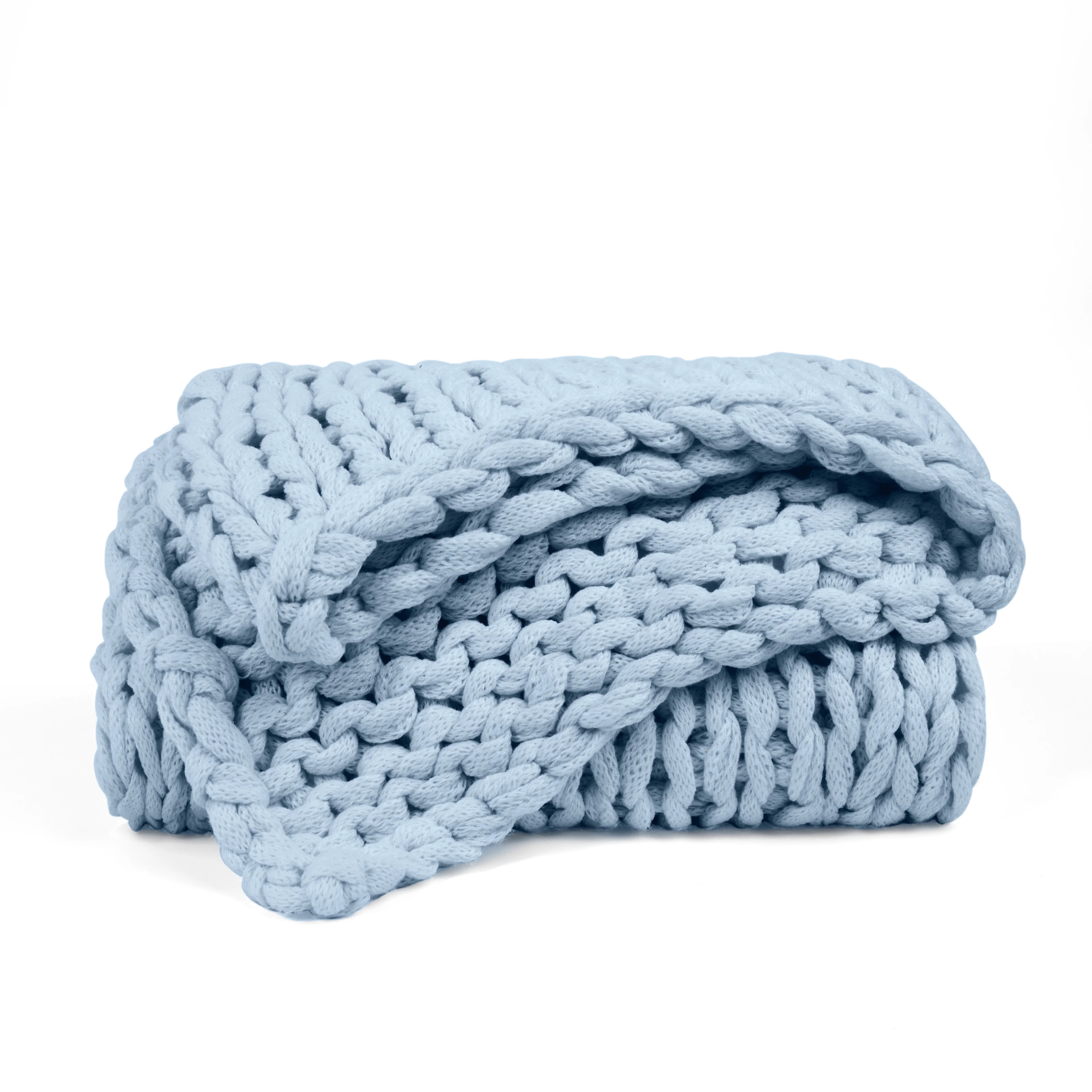 Comfort Canopy - Throw Blanket, Light Blue Chunky Soft Acrylic Hand-Knit | Walmart (US)
