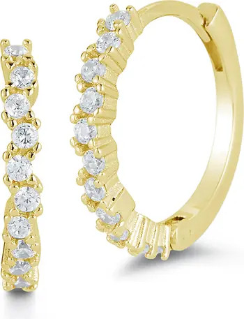 GLAZE JEWELRY Yellow Gold Vermeil CZ Huggie Earrings | Nordstromrack | Nordstrom Rack