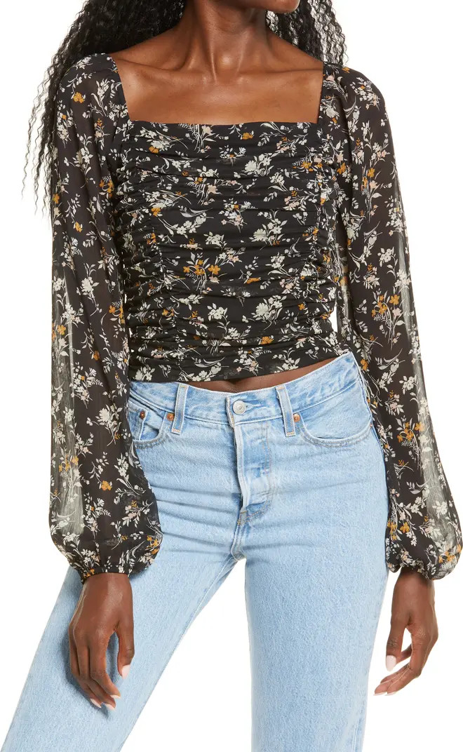 Ruched Square Neck Blouse | Nordstrom
