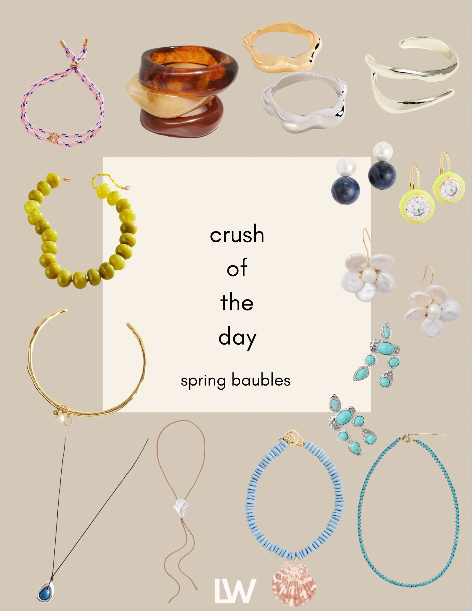 Spring jewels right now 💚 longer lengths, layered with pops of color , drop earrings and bangles! 