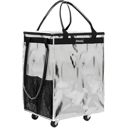 (Medium, Rose Gold) Reusable Grocery Bag On Wheels, Shopping Trolley, Rolling Tote, Zipper Closur... | Amazon (US)