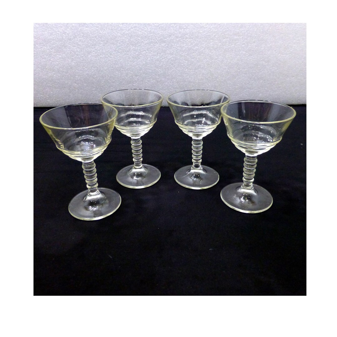 Set 4 Vintage Cordial Wine Glasses Bubble Stem Mid Century Bar Glassware - Etsy | Etsy (US)