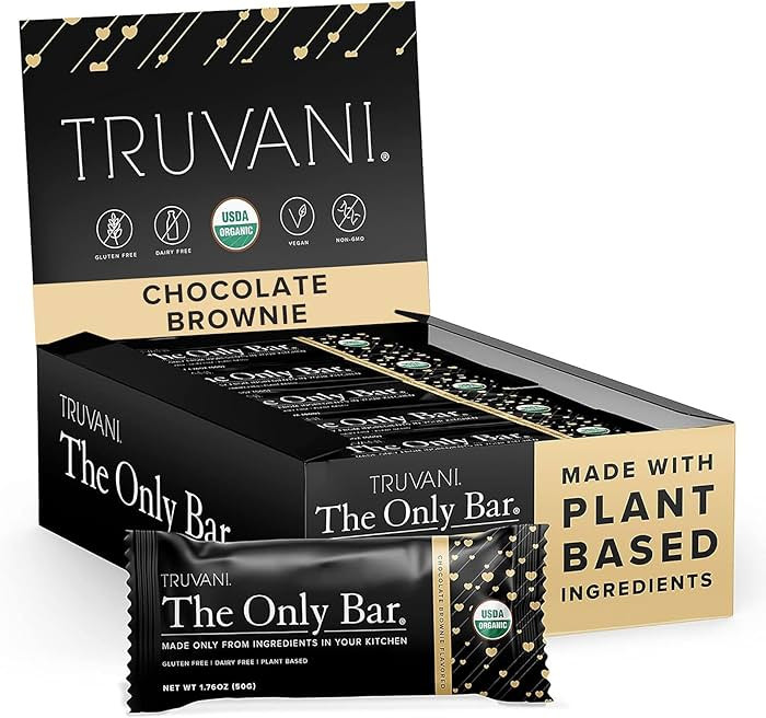 Truvani Plant Based Snack Bars | Chocolate Brownie 12 Pack | 7g Protein | USDA Organic and Vegan ... | Amazon (US)