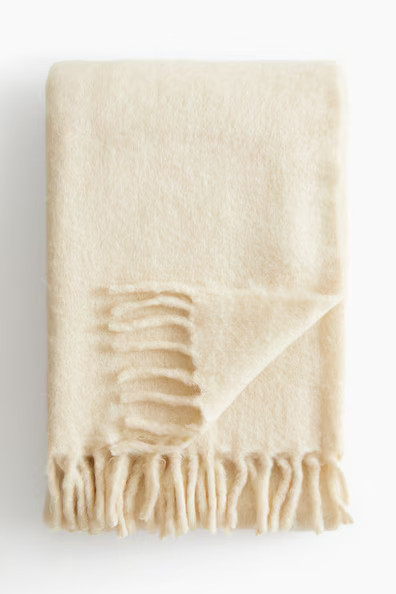 H & M - Wool-blend blanket - Beige | H&M (UK, MY, IN, SG, PH, TW, HK)