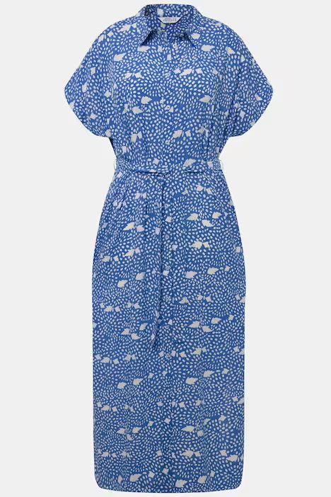 Abstract Floral Short Sleeve Maxi Dress | Ulla Popken - US & CA