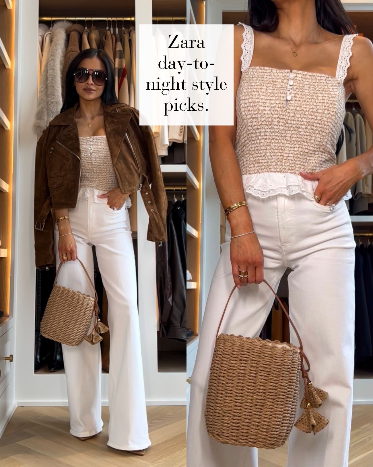 Spring outfit ideas 
Zara suede jacket
Citizens of humanity white jeans
Target basket bag
Zara eyelet tank

Spring date night outfit, spring break, mom outfits  



#LTKOver40 #LTKPetite #LTKootd
