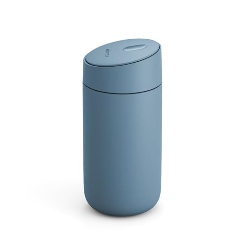 Fellow 12 oz Carter Slide Travel Mug – One-Handed Slide Lid, Vacuum Insulated Stainless Steel Tumbler with Ceramic Interior for Hot and Cold Drinks, Leak-Proof and Dishwasher Safe, Hazy Blue | Amazon (US)