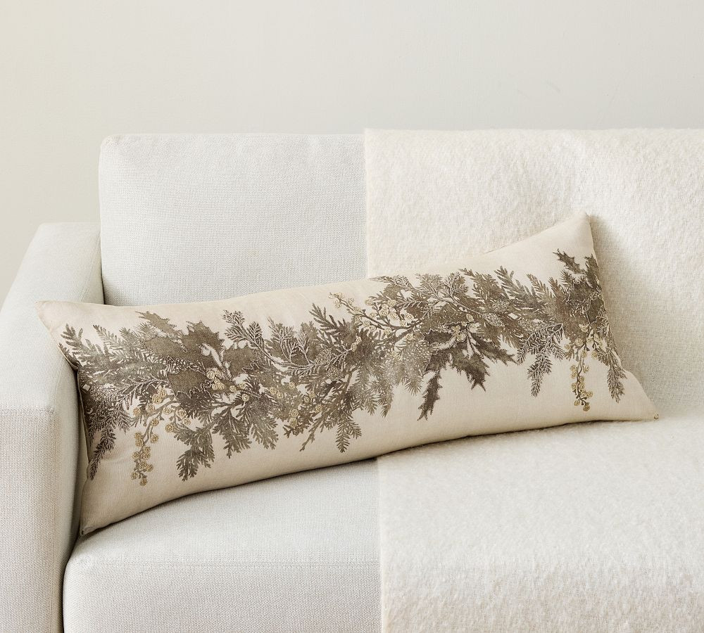 Garland Botanical Embroidered Filled Pillow | Pottery Barn (US)