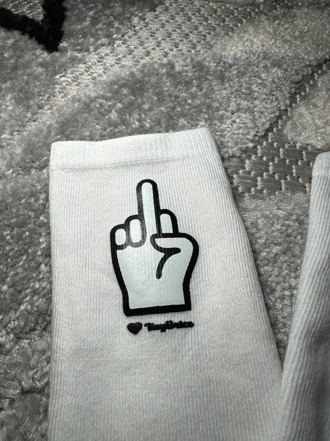 White Crew Middle Finger Socks | Etsy (US)