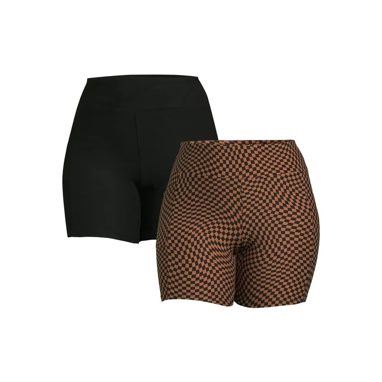 No Boundaries Juniors Plus Size High Waist Bike Shorts, 2-Pack | Walmart (US)