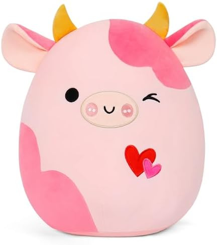 Valentine‘s Day Plush, 16" Soft Cow Stuffed Animals with Red Heart, Cute Stuffy Doll Pillow Toy... | Amazon (US)