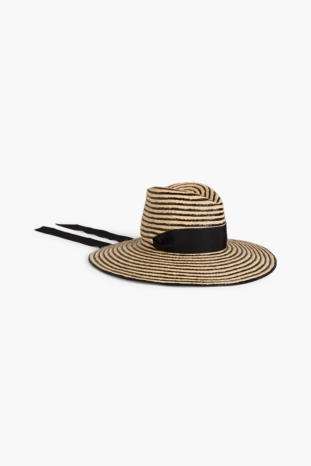 Jeanne cotton grosgrain-trimmed striped straw fedora | The Outnet (APAC)