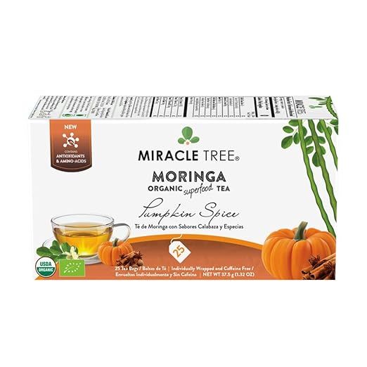 Miracle Tree - Organic Moringa Superfood Tea, 25 Individually Sealed Tea Bags, Pumpkin Spice | Amazon (US)