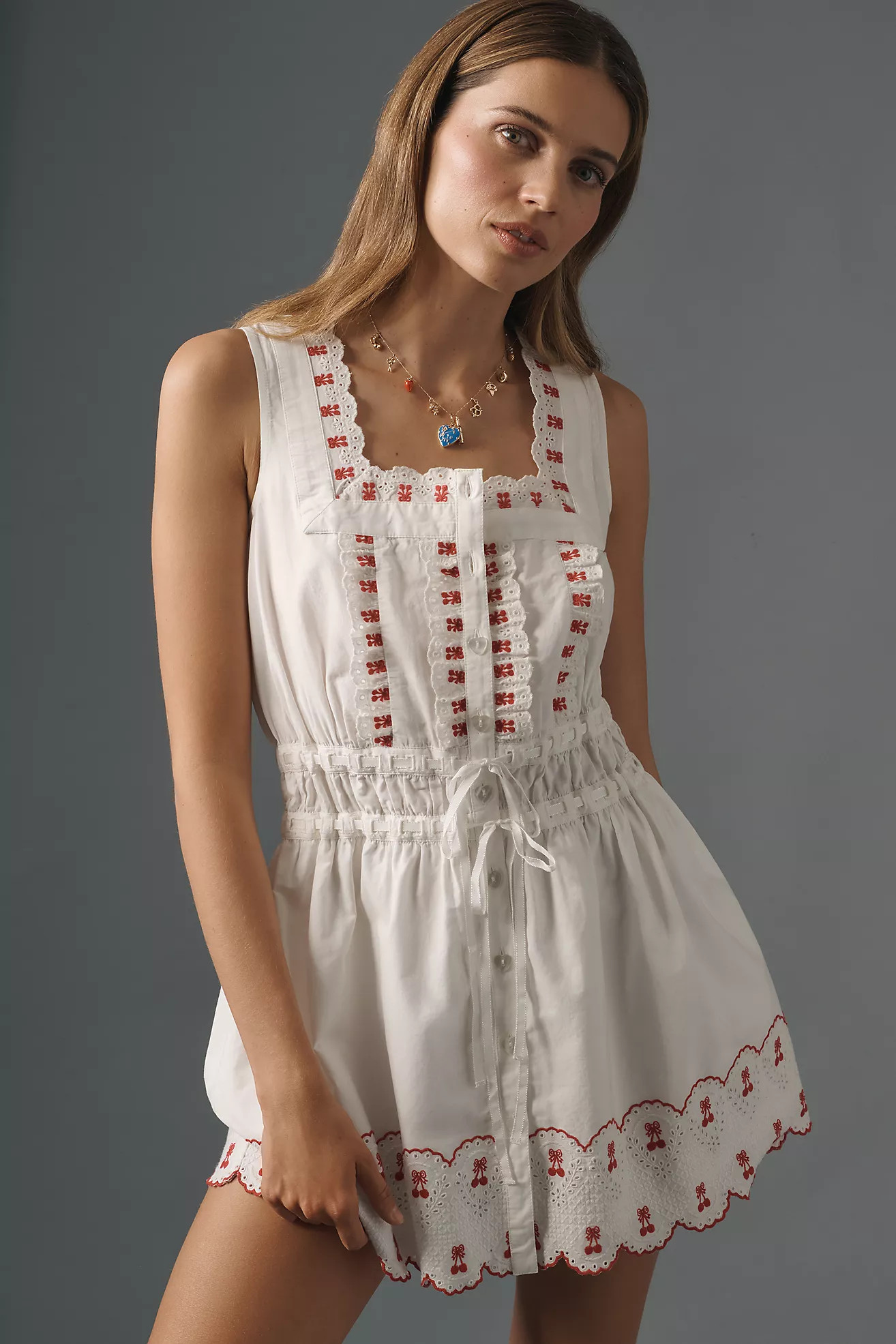 Damson Madder Amaya Scalloped Mini Dress | Anthropologie (US)