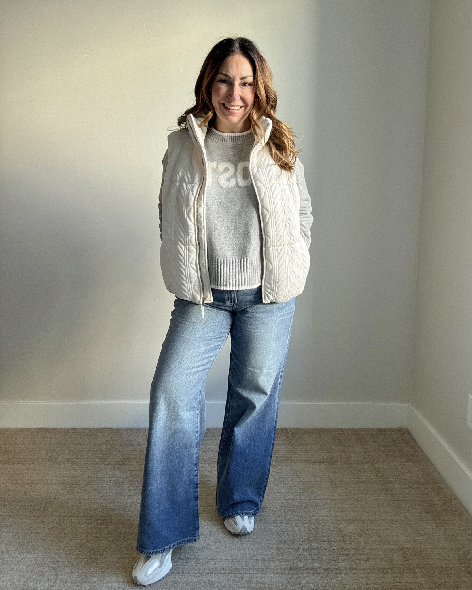 LOFT Frosty Casual Outfit | Wearing Top, L and Jeans tts, 31R. #holidayoutfit #winteroutfit #festiveoutfit 

 

#LTKHoliday #LTKSeasonal #LTKMidsize