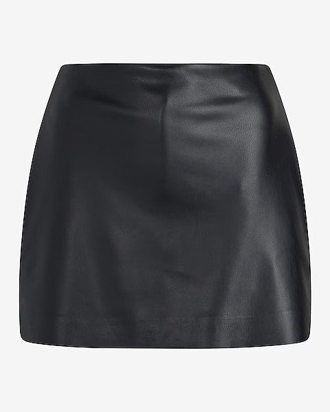 Super High Waisted Faux Leather Mini Skort | Express
