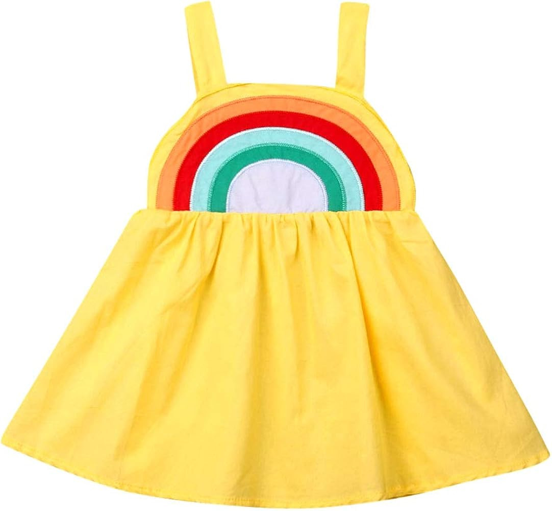 Infant Baby Girl Rainbow Dress Sleeveless Polka Dot Overall Dresses Toddler Girl Summer Sundress ... | Amazon (US)