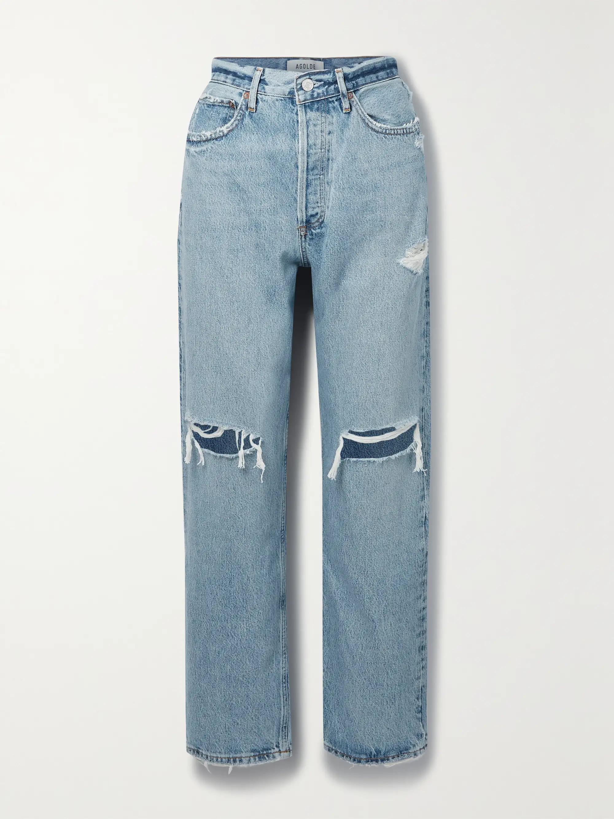 90s distressed mid-rise straight-leg organic jeans | NET-A-PORTER (US)