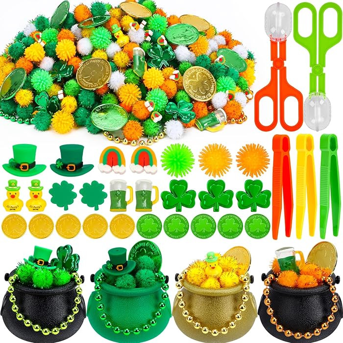 289Pcs St. Patricks Day Sensory Bin Filler St. Patrick's Day Fine Motor Bin Item Includes Tweezer... | Amazon (US)