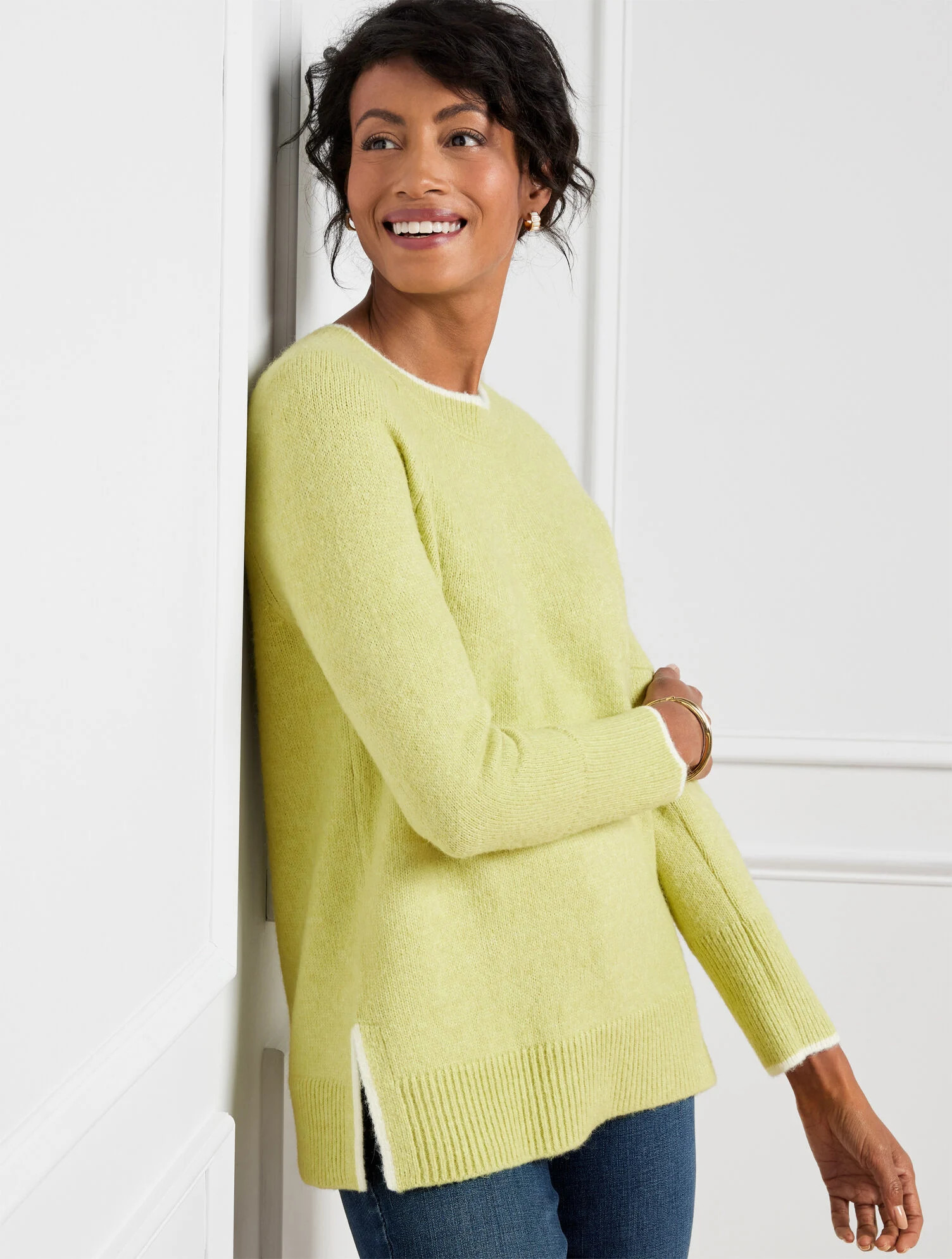 Tipped Crewneck Sweater | Talbots