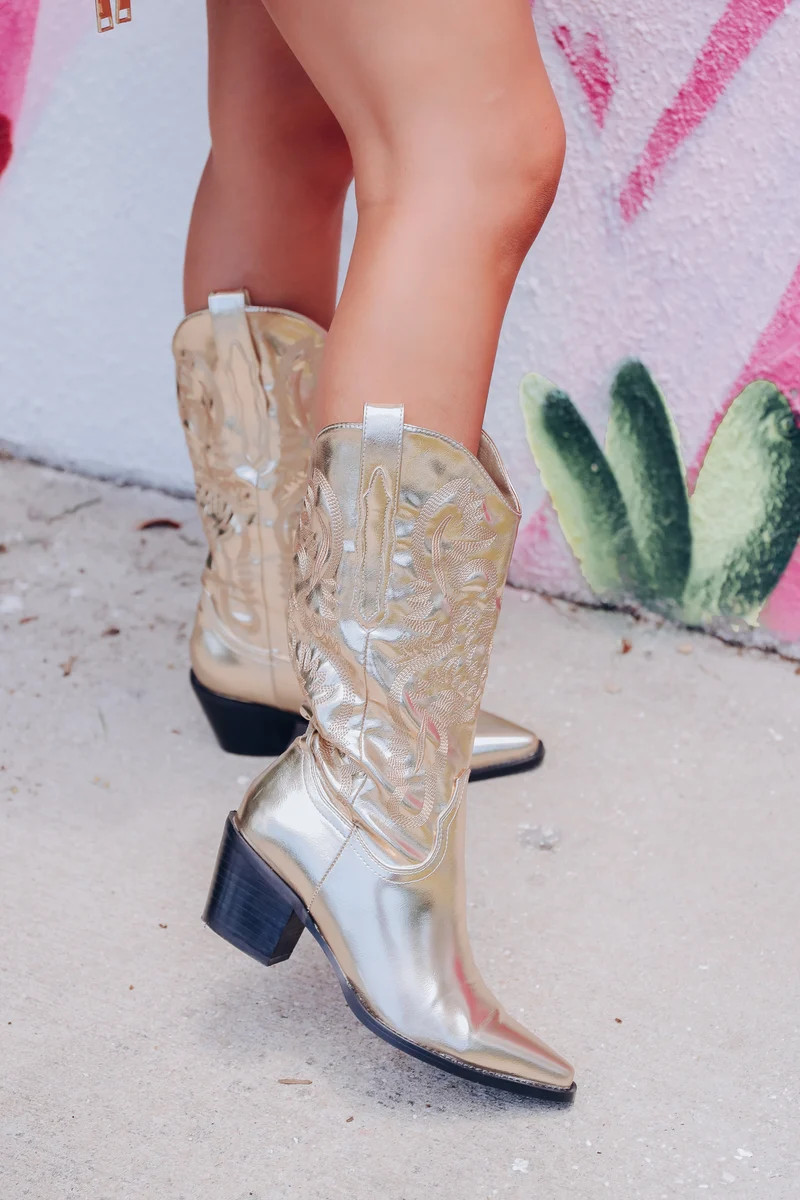 Danilo Cowgirl Boots - Metallic Gold | Whiskey Darling Boutique
