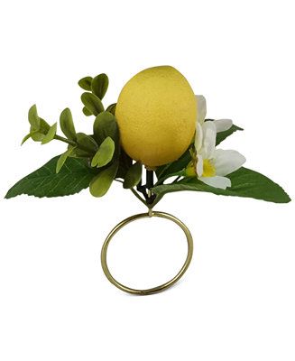 Martha Stewart Collection Hello Sunshine Lemon & Floral Napkin Rings, Set of 4, Created for Macy'... | Macys (US)