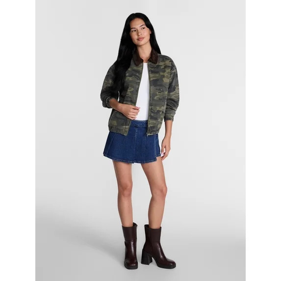 Madden NYC Women's Cotton Twill Bomber Jacket, Sizes XXS-XXL | Walmart (US)