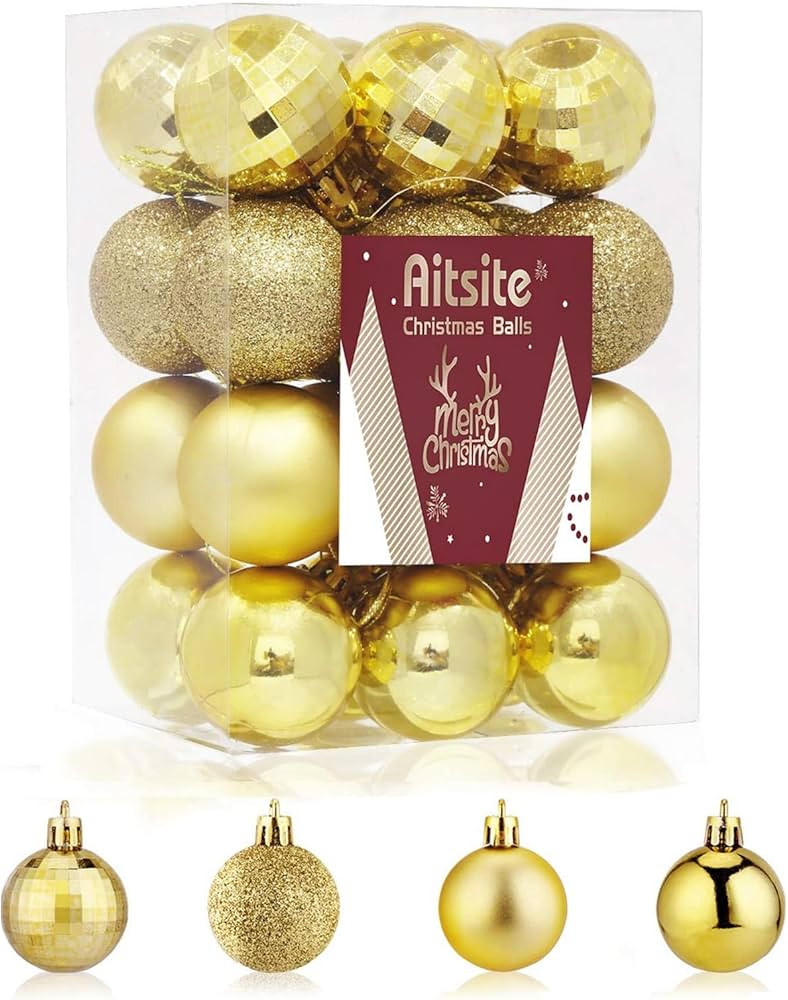 Aitsite 24ct Christmas Tree Ornaments Set 1.57 inches Mini Shatterproof Holiday Ornaments Balls f... | Amazon (US)