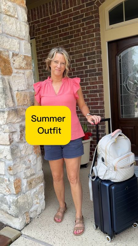 Water-resistant hiking sandals, rugged sole, backpack is 15.6 version, carry on luggage is rugged, stretchy shorts for every vacation outfit this summer, gauzy cotton shirt is tts, summer outfit #summeroutfit #traveloutfit

#LTKShoeCrush #LTKItBag #LTKTravel